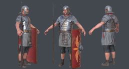 Imperial Roman legionnaire with a Scutum and Pilum
