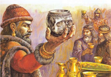 Bulgarian Khan Krum drinks from the skull of Nikephoros I