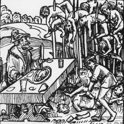 Vlad III dines with impaled corpses