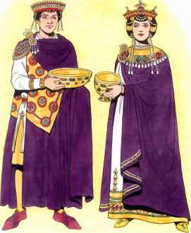 Emperor Justinian I and Empress Theodora in purple robes