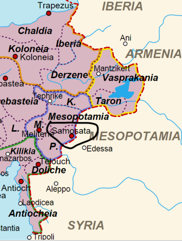 Location of Samosata in Eastern Asia Minor