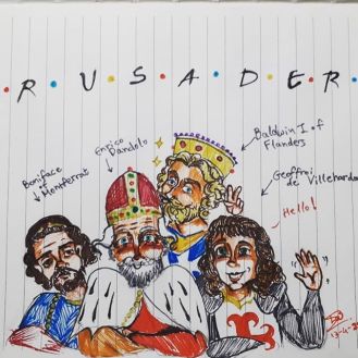 Leaders of the 4th Crusade cartoon