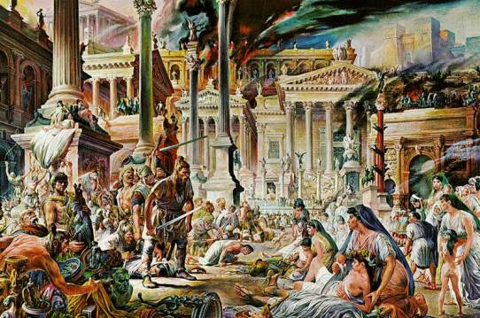 Alaric and Visigoths sack Rome, 410