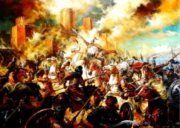Bulgarian Khan Tervel and his army save Constantinople from an Arab invasion, 718
