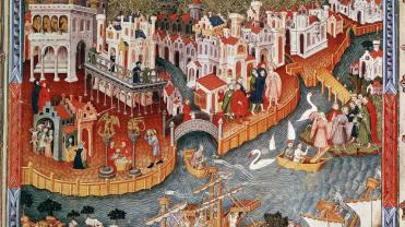 Colored illustration of Medieval Venice