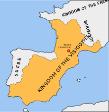 Map of the Visigoth Kingdom in Spain and France after 476