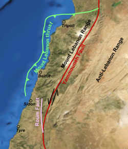 Map of the seismic zone of Beirut, Lebanon