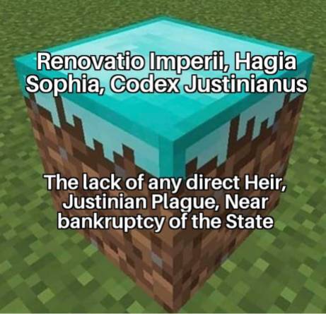 Meme of Justinian I's legacy, the ups and downs