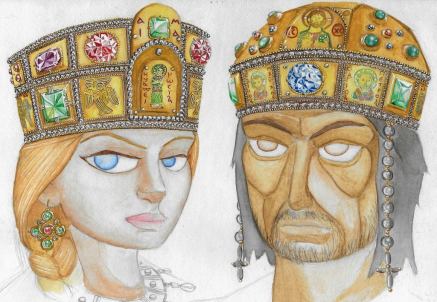 Maria of Antioch and Manuel I drawing