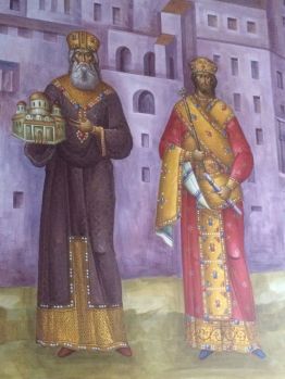Fresco of Andronikos II (left) and his grandson Andronikos III (right) as co-emperors