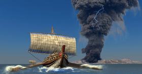 Volcanic ash eruption of Thera in Ancient Greek times