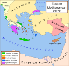Final days of the Byzantine Empire (purple), 1450
