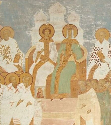 Empress Irene and son Constantine VI at the 787 Council of Nicaea