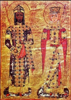 Emperor Manuel I Komnenos (r. 1143-1180) and wife Empress Maria of Antioch