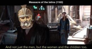 Meme of Andronikos I's massacre of the Latins