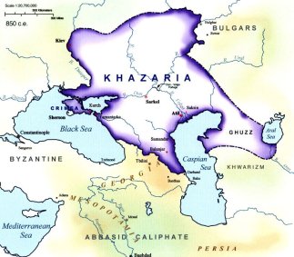 Location of the Khazar Kingdom (Khaganate of Khazaria), 8th century