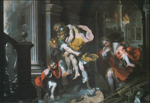 Aeneas escapes Troy