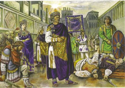 Justinian I and Theodora at the aftermath of the Nika Riot, 532