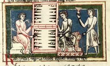 Medieval illustration of Backgammon (Tabula), said to be invented by Khosrow I