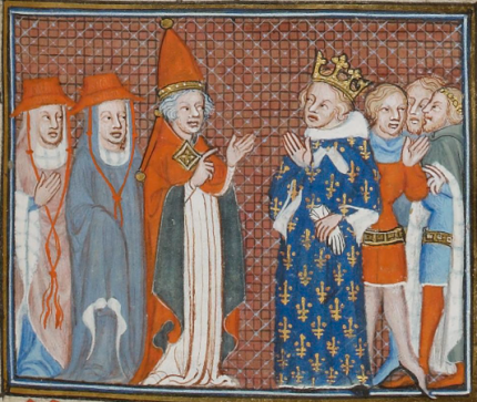 King Charles of Anjou (right) with Pope Martin IV (left)