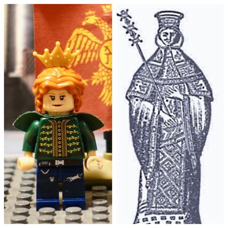 Lego Empress Theodora (left) and real life Theodora (right)