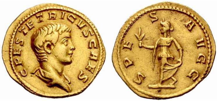 Coin of Tetricus II, son of Tetricus I and Gallic co-emperor 273-274