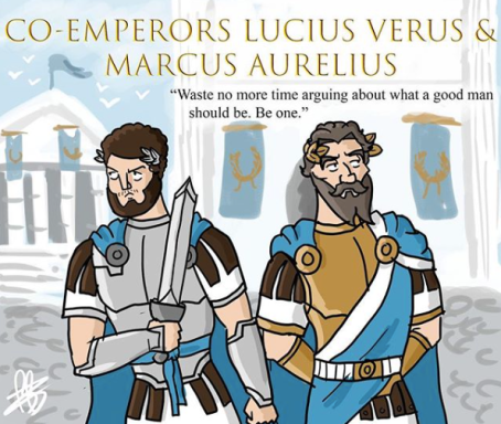 Co-emperors Lucius Verus (left) and Marcus Aurelius (right), r. 161-169