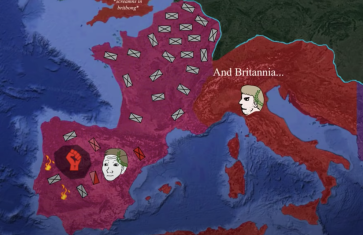 The Western Empire under Honorius (red) and under Constantine III (pink)