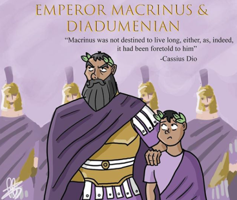 Emperor Macrinus (r. 217-218, left) and son Diadumenian (right)