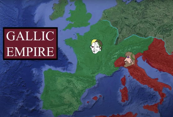 Gallic Empire (green) declared independent from Rome (red) in 260