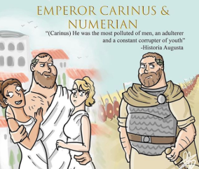 Sons of Carus co-emperors Carinus, r. 283-285 (left) and Numerian, r. 283-284 (right)