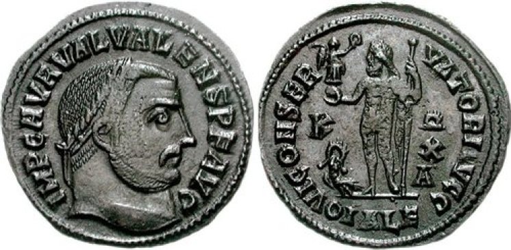 Coin of Valerius Valens, co-emperor of Licinius I (316-317)