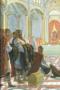 Queen Olga of Kiev visits Constantine VII's court in Constantinople