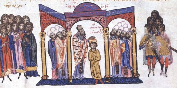 Coronation of Constantine VII as a boy, 913