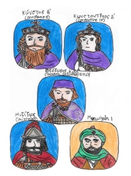 Story characters set1- Constans II, Constantine IV, Theodore Calliopas, Mizizios, Muawiyah