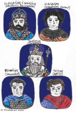 Story characters set1- Nikephoros the Logothete, Nikephoros Caesar, Patriarch Tarasios, Staurakios, Aetios