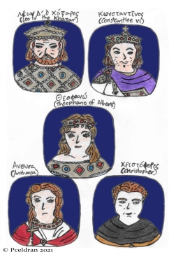 Story characters set2- Emperor Leo IV the Khazar, Emperor Constantine VI, Theophano Sarantapechaina, Anthousa, Christopher Caesar